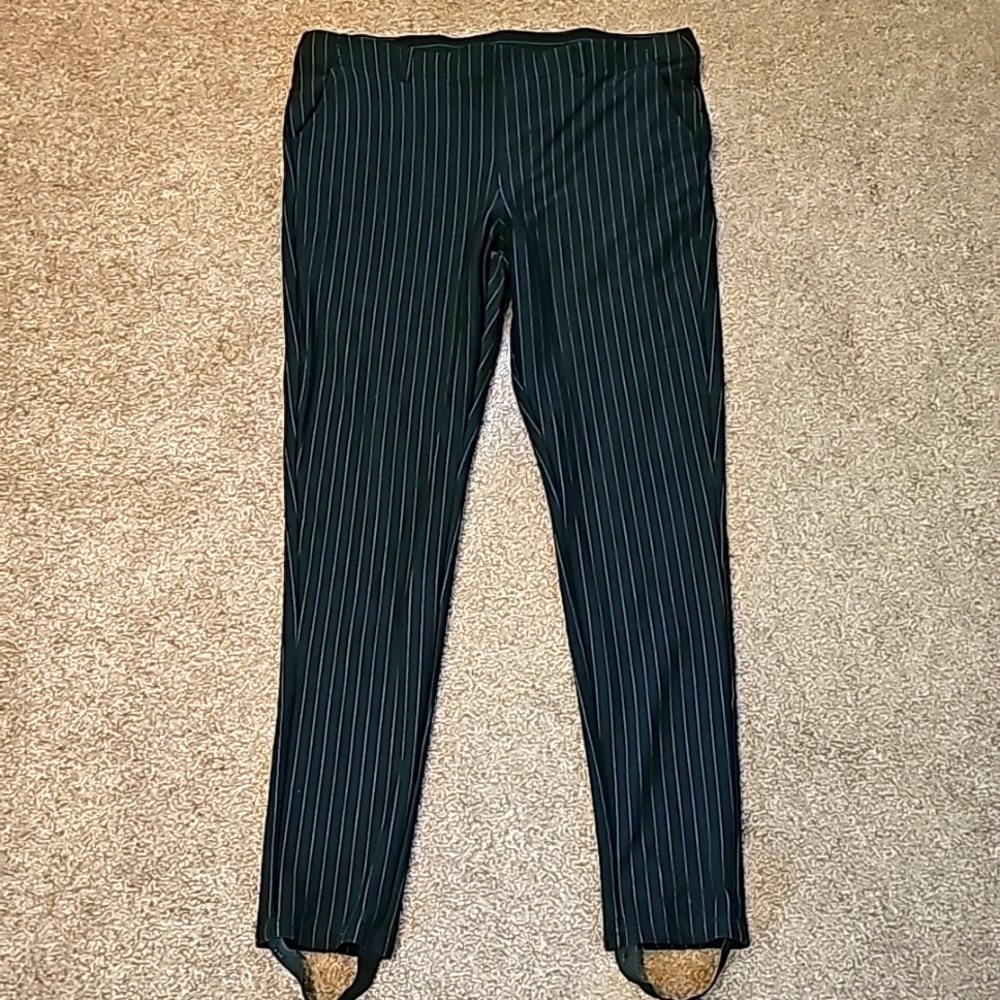 Intro Black pinstriped stretch pants